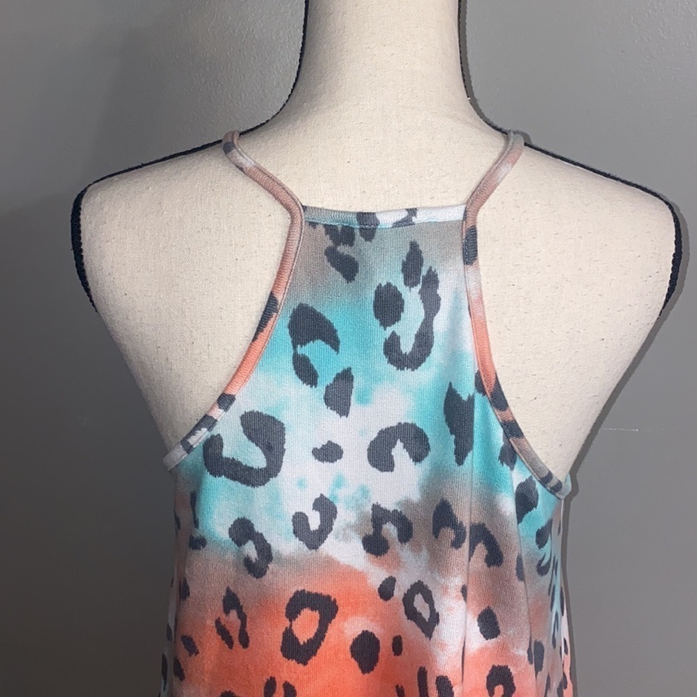 Multicolor Cheetah Print Ruffled Tank - Picture 7 of 9